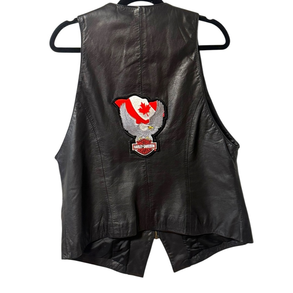 Daniel Leather Harley Davidson Black Leather Vest Women’s Biker Large Canadian